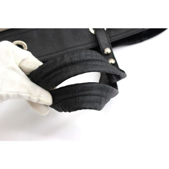 Chanel Paris Biarritz MM Shoulder Bag Black Cocomark Satin - Picture 9 of 12